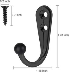HAHAYOO 10 PCS Wall Coat Hooks, Black Heavy Duty Metal for Coats, Hats, Bags