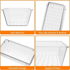 32 PCS Clear Plastic Drawer Organizer Set 4-Size vanity Trays and Storage Bins