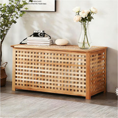 Solid Wood Entryway Bench with Storage, Large Storage Chest with Removable Bag,
