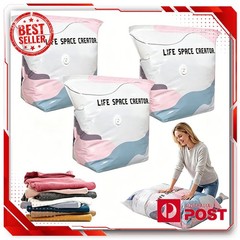 No-Pump Vacuum Storage Bags – Press & Seal Space Saving Compression – Reusable