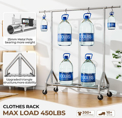 Burro para Ropa de Acero 450 lb con Estantes y Ruedas Perchero Resistente