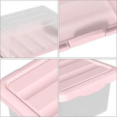 Stylish 14 Quart Clear Storage Boxes with Pink Lids – Set of 2