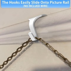 Molding Hooks White – Contemporary/Heavy Duty for Picture Rails 12 Pack