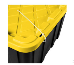 Sterilite Storage Bins 27 Gallon, Stackable Plastic Totes w/ Lids, Black Yellow