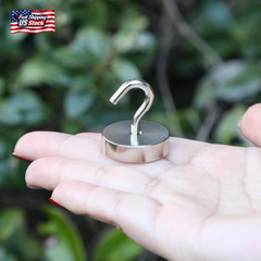 Neosmuk Magnetic Hooks, 60 Lb+ Heavy Duty Neodymium Magnet for Hanging, Fridge,