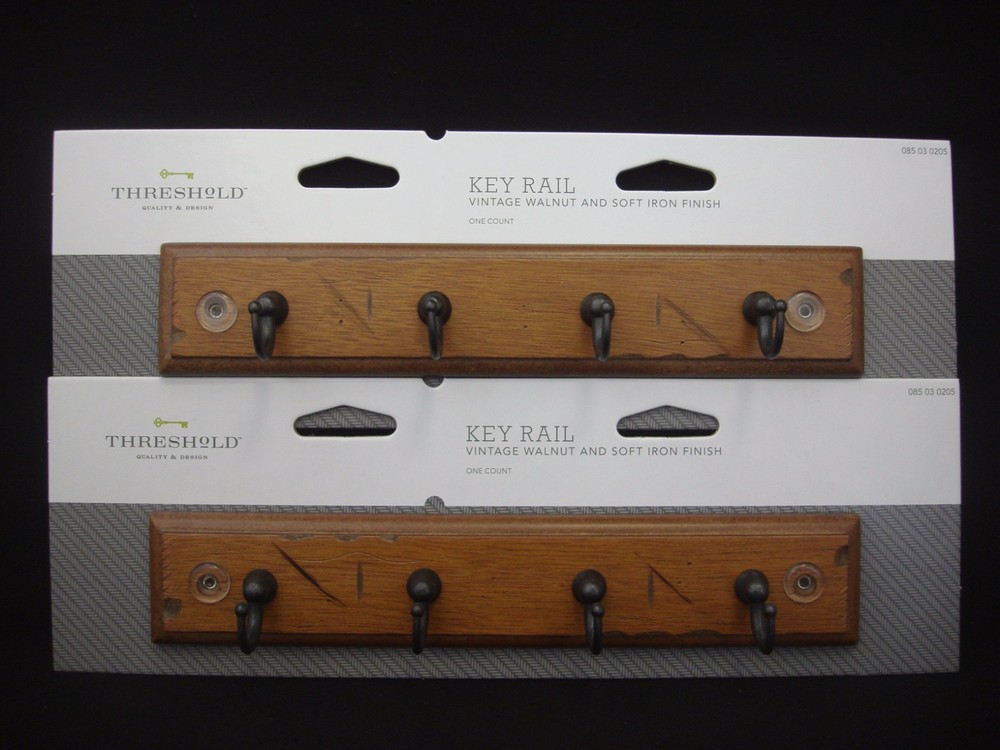 2 Threshold 4 Hook Key Rail 8 ¾“ Vintage Walnut & Soft Iron Finish No. 085030205
