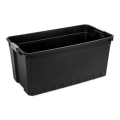 50 Gallon Stacker Tote, Extra Large Durable Plastic Bin Latch Lid Black, 3 Count