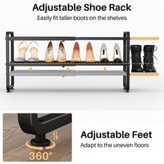 Sntd Shoe Rack – Expandable Shoe Organizer For Closet Adjustable Metal Shoe