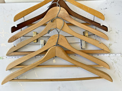 6 Wooden Hangers for Coat Jacket, Swivel Hook