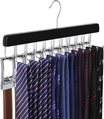 20 Hooks 2 in 1 Belt Tie Hanger for Closet Max 30 Belts with 30 Ties Capacity, B