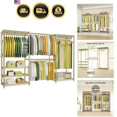 E1 Heavy Duty Closet Garment Rack, 6 Tiers Adjustable Metal Freestanding Expa…