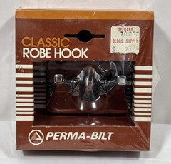Vintage NOS Perma-Bilt Classic Wall Mount Double Robe Hook Polished Chrome Bath