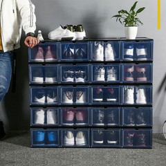 4-12Pcs Clear Plastic Shoe Storage Boxes Black&White Stackable Sneaker Organizer