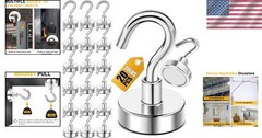 Alloy Steel 30lbs+ Magnetic Hooks – 20 Pack, Polished Silver for Stylish Storage