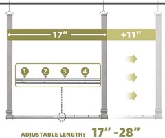 Hanging Closet Rod, 17-28In Width and Up to 32In Height Closet Extender, Doub…