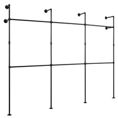 Industrial Pipe Clothing Rack, Wall Mounted Heavy-Duty Metal Garment Organizer