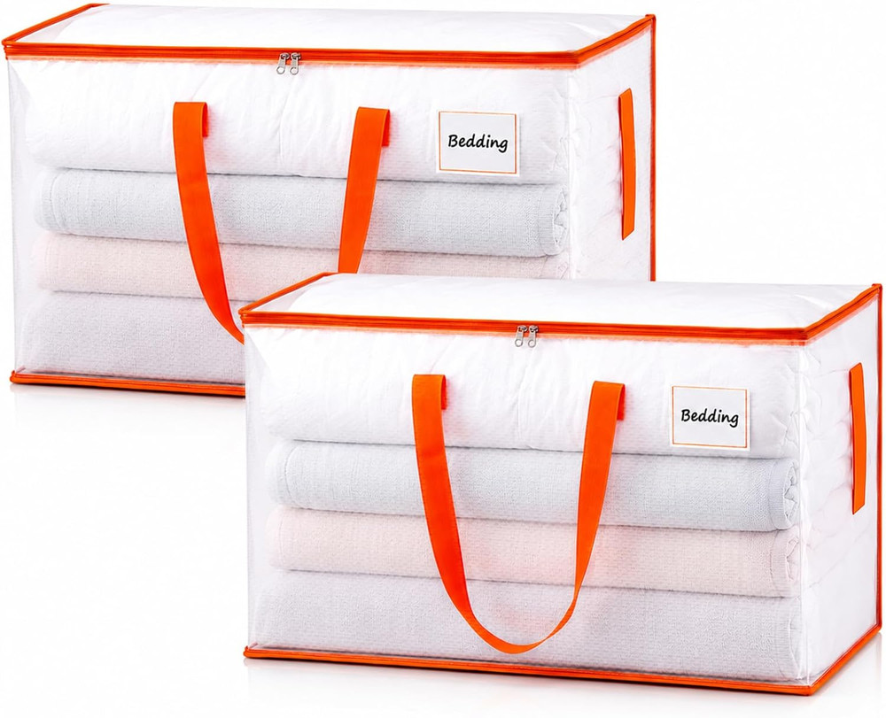 10-Pack Clear Moving Bags Heavy Duty Extra Large, Storage Totes with Reinforced