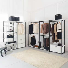Fiona 32 In. W White Freestanding Wood Closet System Tower with 5 Shelves