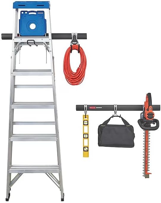 Fasttrack Garage Storage Utility Hooks 7 Piece Black All in One Rail Hook Kit &