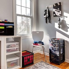 Homz Tall Solid Plastic 4 Drawer Medium Storage Cart with Caster Wheels, Black