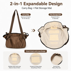 2-in-1 Expandable Tote Bag Camping Picnic Grocery Beach Gym Shoulder Carryall