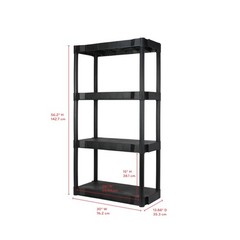 Hyper Tough 4 Shelf Plastic Shelving Unit 30″x14″x56″ Garage Storage Rack Black