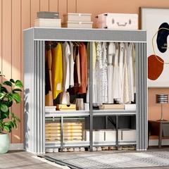59″ x 20.5″ x 67.7″ Portable Wardrobe with Fabric Cover Foldable Wardrobe NEW