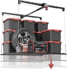 Overhead Garage Storage Rack for 8-10 FT Ceiling, Heavy-duty 4×4 FT Ceiling Stor