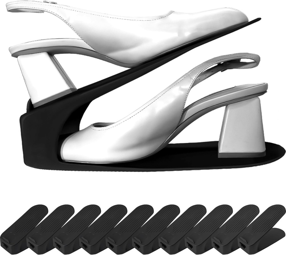 One-Piece Shoe Slot Organizer 10 Pack, Space-Saving Stackers for Closet, Entrywa