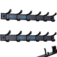2 PCS Black Coat Rack Wall Mount 6 Movable Hooks Wall Mounted Entryway Bathroom