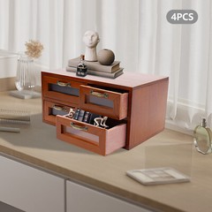 Vintage Small Wooden Desktop Storage Box Drawer Display Shelf Organizer Craft US