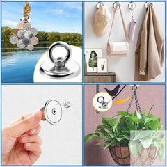 100 LBS Strong Magnetic Hooks, 10 Pack Magnet Hooks Rare Earth Neodymium Fishing