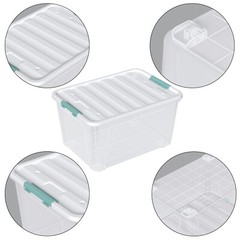 Idotry 85 Qt Clear Plastic Stackable Latching Storage Box w/ Lid & Wheels 2 Pack