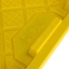 27 Gal. Tough Storage Tote with Wheels and Handle in Black and Yellow NEW