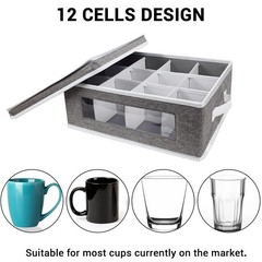 homyfort Mug Storage Box, China Containers Organizer Hard Shell Grey