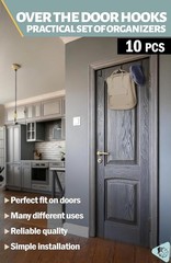 10 Pack Menz Over The Door Hooks , 2-Sided Fits 1 3/8″ & 1 3/4″ Coat Hanger