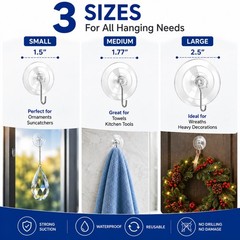 Aweshock Suction Cup Hooks for Glass Window, 14 Packs Combo -8 Small 4 Medium…
