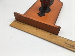 Vtg Red Glass Door Knob Repurposed Into Wall Hook with Mini Shelf Orange Decor