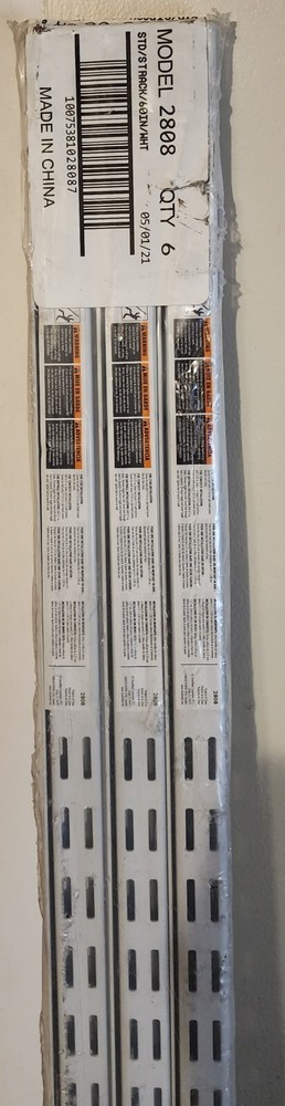 6-PK ClosetMaid 2808 ShelfTrack 60 in. x 1 in. White Standard Vertical Track