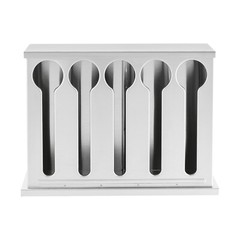 Silver 12.59*3.54*9.25“ 5 Compartment Stainless Steel Cutlery Organizer With Lid