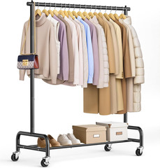 Heavy Duty Clothing Racks for Hanging Clothes Rack, 43″ Wide Rolling Garment Rac
