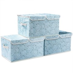 Large Collapsible Storage Bin with Lid 17.7″, Fabric Cube Organizer