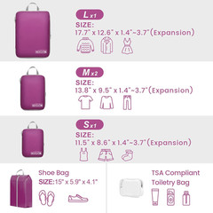 Compression Packing Cubes for Travel Women – Lightweight Luggage Organizers Bag
