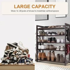 5-Tier Bamboo Shoe Rack Shoe Bench Shoe Shelf Free Standing Storage Organizer