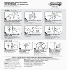 3 Pks 3M Command 8 Medium Designer Hooks & 12 Adhesive Strips Per Pack Max 3 lb
