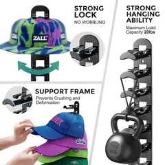 Hat Hook for Wall, 2 Pack Hat Organizer Hold up to 20 Hats,Hat Holder with