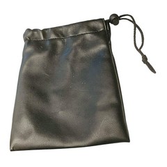 Black Faux Leather Gift Tote Storage Bag 6” X 8” Drawstring Closure