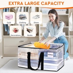 Clear Moving Bags Heavy Duty 4 Pack, Storage Bags with Zipper, Extra Thick Handl