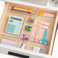 44 Piece Clear Plastic Drawer Organizer Set with Four Sizes for Bathroom Kitchen