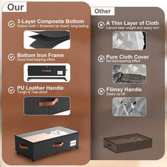 Under Bed Storage Containers With Wheels 9.5 Inch High Organizer 2 Pack